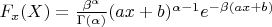 $F_x(X)=\frac {\beta ^\alpha}{\Gamma(\alpha)}(ax+b)^{\alpha -1}e^{-\beta(ax+b)}$