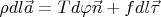 $$
\rho dl\vec{a}=Td\varphi\vec{n}+fdl\vec{\tau}
$$