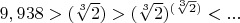 $9,938>(\sqrt[3]{2})>(\sqrt[3]{2})^{(\sqrt[3]{2})}<...$