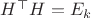 $H^\top H=E_k$