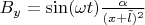 $B_y = \sin(\omega t) \frac{\alpha}{(x+\tilde{l})^2}$