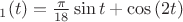 $\x_1(t)=\frac{\pi}{18}\sin{t} + \cos{(2t)}$