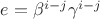 $e=\beta ^{i-j}\gamma ^{i-j}$