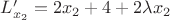 $L'_{x_2}=2x_2+4+2\lambda x_2$