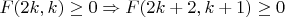 $F(2k,k) \geq 0 \Rightarrow F(2k+2,k+1) \geq 0$