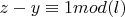$z-y\equiv 1 mod (l)$