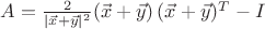 $A=\frac{2}{|\vec x+\vec y|^2}(\vec x+\vec y)\,(\vec x+\vec y)^T-I$