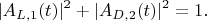 $$|A_{L,1}(t)|^2+|A_{D,2}(t)|^2=1.$$