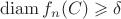 ${\rm diam\,}f_n(C)\geqslant \delta$