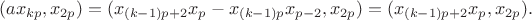 $$(a x_{kp},x_{2p})= (x_{(k-1)p+2} x_p - x_{(k-1)p} x_{p-2},x_{2p})=(x_{(k-1)p+2} x_p,x_{2p}).$$