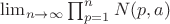 $\lim_{n\to \infty}\prod_{p=1}^n N(p,a)$