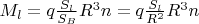 $  M_l = q \frac   {S_l}{S_B}  R ^3 n =  q \frac  {S_l}{R^2}  R ^3 n $