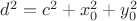 $d^2 = c^2+x_0^2+y_0^2$