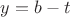 $y=b-t$