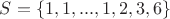 $S=\{1,1,...,1,2,3,6\}$