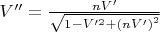 $V''= \frac{nV'}{\sqrt{1-V'^2+\left(nV'\right)^2}}$