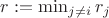 $r:=\min_{j \neq i}r_j$ $r:=\min_{j \neq i}r_j$