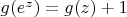 $g(e^z) = g(z)+1$