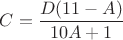 $C=\dfrac{D(11-A)}{10A+1}$
