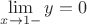 $\lim\limits_{x\to 1-}y=0$