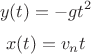 $$y(t)=-gt^2$$
$$x(t)=v_nt
$$ $$y(t)=-gt^2$$
$$x(t)=v_nt
$$