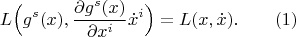 $$L\Big(g^s(x),\frac{\partial g^{s}(x)}{\partial x^i}\dot x^i\Big)=L(x,\dot x).\qquad (1)$$