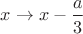 $\displaystyle x \to x - \frac{a}{3}$ $\displaystyle x \to x - \frac{a}{3}$