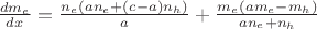 $\frac{dm_e}{dx}=\frac{n_e(an_e+(c-a)n_h)}{a}+\frac{m_e(am_e-m_h)}{an_e+n_h}$