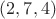 $(2,7,4)$