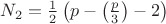$N_2=\frac{1}{2}\left(p-\left(\frac{p}{3}\right) - 2\right)$