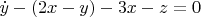 $\dot{y}-(2x-y)-3x-z=0$