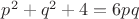 $p^2+q^2+4=6pq$
