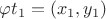 $\varphi t_1=(x_1,y_1)$