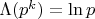 $\Lambda(p^k)=\ln p$