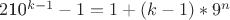 $2$10^{k-1}-1=1+(k-1)*9^n$