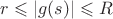 $r\leqslant |g(s)|\leqslant R$