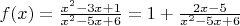 $f(x)=\frac{x^2-3x+1}{x^2-5x+6}=1+\frac{2x-5}{x^2-5x+6}$