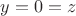$y=0=z$