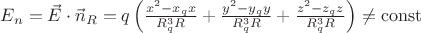 $E_n=\vec{E}\cdot\vec{n}_R=q\left(\frac{x^2-x_qx}{R_q^3R}+\frac{y^2-y_qy}{R_q^3R}+\frac{z^2-z_qz}{R_q^3R}\right)\ne\operatorname{const}$
