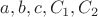 $a,b,c,C_1,C_2$ $a,b,c,C_1,C_2$