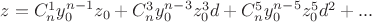$z=C_n^1 y_0^{n-1} z_0+C_n^3 y_0^{n-3} z_0^3 d+C_n^5 y_0^{n-5} z_0^5 d^2+...$