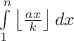 $\int\limits_1^n \left\lfloor\frac{ax}{k}\right\rfloor dx$