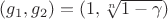 $(g_1, g_2)=(1, \sqrt[n] {1-\gamma})$
