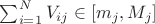 $\sum_{i=1}^N V_{ij} \in [m_j,M_j] $