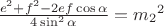 $\frac{e^2+f^2-2ef\cos\alpha}{4\sin^2\alpha}={m_2}^2$