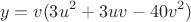 $$y = v(3u^2 + 3uv - 40v^2)$$