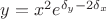 $y=x^2 e^{\delta_y-2\delta_x}$