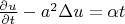 $\frac{\partial u}{\partial t} - a^2\Delta u = \alpha t$