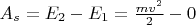 $A_s=E_2 - E_1 = \frac{mv^2}{2} - 0$