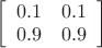 $\left[\begin{array}{cc}0.1 & 0.1\\0.9 & 0.9\end{array}\right]$